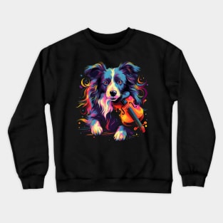 Border Collie Playing Violin Crewneck Sweatshirt